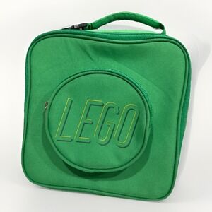 Kids Green LEGO Lunch Box Bag Square Zippered Top Handle